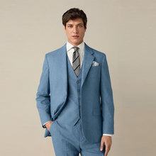 Load image into Gallery viewer, Blue Linen Blend Texture Suit Jacket
