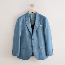 Load image into Gallery viewer, Blue Linen Blend Texture Suit Jacket
