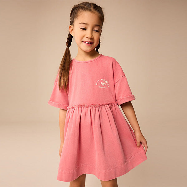 Pink Fabric Mix T-Shirt Dress (3-12yrs)