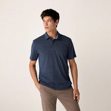 Load image into Gallery viewer, Denim Marl Regular Fit Short Sleeve Pique Polo Shirt
