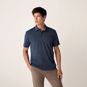 Denim Marl Regular Fit Short Sleeve Pique Polo Shirt