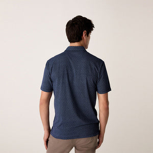 Denim Marl Regular Fit Short Sleeve Pique Polo Shirt