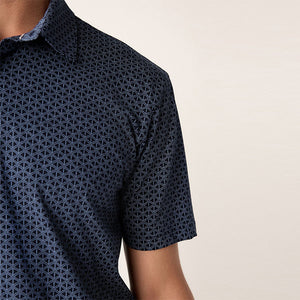 Denim Marl Regular Fit Short Sleeve Pique Polo Shirt