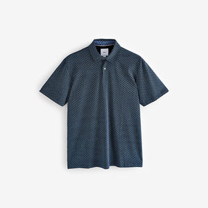 Denim Marl Regular Fit Short Sleeve Pique Polo Shirt