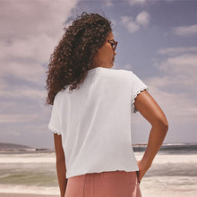 Load image into Gallery viewer, White Short Sleeve Bubble Hem T-Shirt
