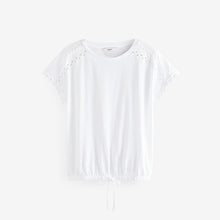 Load image into Gallery viewer, White Short Sleeve Bubble Hem T-Shirt
