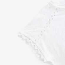 Load image into Gallery viewer, White Short Sleeve Bubble Hem T-Shirt
