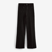 Load image into Gallery viewer, Black Patch Pocket Wide Leg Jeans

