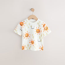 Load image into Gallery viewer, White Happy Face Short Sleeve All-Over Print T-Shirt (3mths-6yrs)
