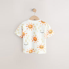 Load image into Gallery viewer, White Happy Face Short Sleeve All-Over Print T-Shirt (3mths-6yrs)
