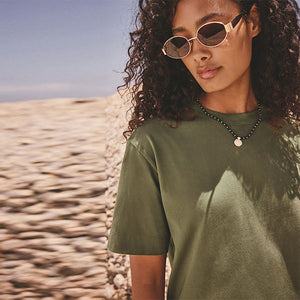 Green 100% Cotton T-Shirt Dress