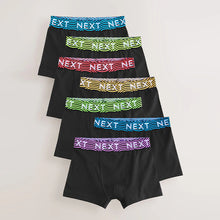 Load image into Gallery viewer, Black With Bright Waistband Trunks 7 Pack (3-12yrs)
