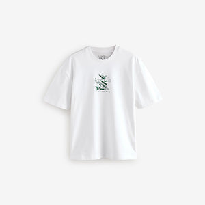 White Hokusai Floral Relaxed Fit Artist License T-Shirt