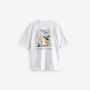 White Hokusai Floral Relaxed Fit Artist License T-Shirt