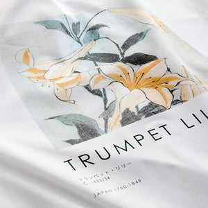 White Hokusai Floral Relaxed Fit Artist License T-Shirt