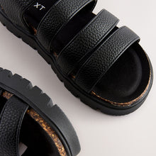 Load image into Gallery viewer, Black Chunky Corkbed Sandals
