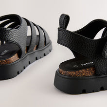 Load image into Gallery viewer, Black Chunky Corkbed Sandals
