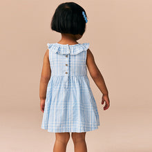 Load image into Gallery viewer, Blue Embroidered Shirred Collar Summer Dress (9mths-6yrs)

