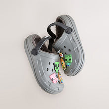 Load image into Gallery viewer, Grey Minecraft Warm Lined Slipper Clogs
