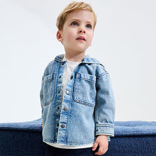 Load image into Gallery viewer, Mid Blue Denim Hooded Overshirt (6mths-6yrs)
