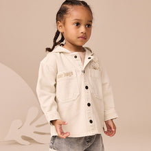 Load image into Gallery viewer, Ecru Bear Twill Hooded Overshirt and T-Shirt Set (3mths-6yrs)
