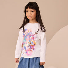 Load image into Gallery viewer, White Unicorn Print Long Sleeve Sequin Top (3-12yrs)
