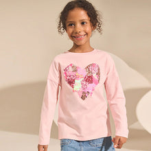 Load image into Gallery viewer, Pink Heart Long Sleeve Sequin Top (3-12yrs)
