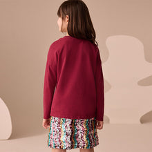 Load image into Gallery viewer, Burgundy Red Heart Long Sleeve Sequin Top (3-12yrs)

