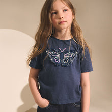 Load image into Gallery viewer, Blue Sequin Butterfly Print T-Shirt (3-10yrs)
