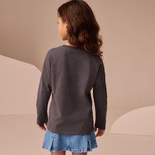 Load image into Gallery viewer, Charcoal Grey Heart Long Sleeve Sequin Top (3-12yrs)
