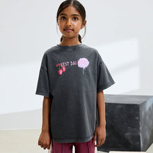 Load image into Gallery viewer, Charcoal Graffiti Oversized Graphic Print T-Shirt (3-12yrs)
