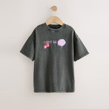 Load image into Gallery viewer, Charcoal Graffiti Oversized Graphic Print T-Shirt (3-12yrs)
