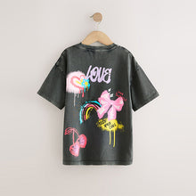 Load image into Gallery viewer, Charcoal Graffiti Oversized Graphic Print T-Shirt (3-12yrs)

