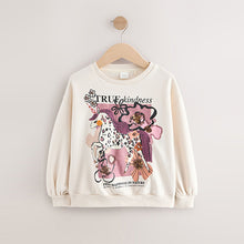 Load image into Gallery viewer, Ecru/Pink Unicorn Applique Sweatshirt (3-12yrs)
