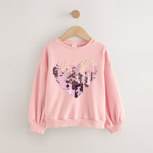Load image into Gallery viewer, Pink Sequin Heart Sweatshirt (3-12yrs)

