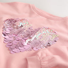Load image into Gallery viewer, Pink Sequin Heart Sweatshirt (3-12yrs)
