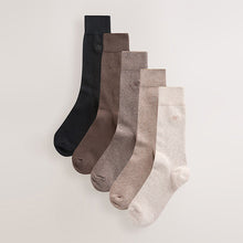 Load image into Gallery viewer, Neutral Marl 5 Pack Embroidered Lasting Fresh Socks
