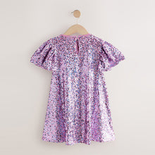 Load image into Gallery viewer, Dusky Pink Angel Sleeve Sequin Party Dress (3-12yrs)
