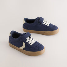 Load image into Gallery viewer, Navy Blue Standard Fit (F) Touch Fastening Elastic Lace Trainers
