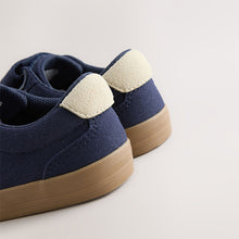 Load image into Gallery viewer, Navy Blue Standard Fit (F) Touch Fastening Elastic Lace Trainers
