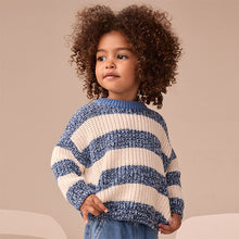Load image into Gallery viewer, Blue/White Stripe Knitted Jumper (3mths-6yrs)
