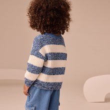 Load image into Gallery viewer, Blue/White Stripe Knitted Jumper (3mths-6yrs)
