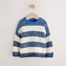 Load image into Gallery viewer, Blue/White Stripe Knitted Jumper (3mths-6yrs)

