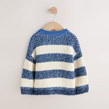 Load image into Gallery viewer, Blue/White Stripe Knitted Jumper (3mths-6yrs)
