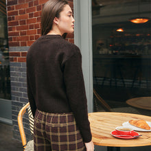 Load image into Gallery viewer, Chocolate Brown Crew Neck Knitted Cardigan
