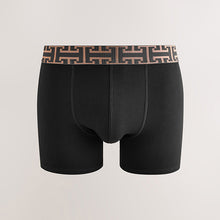 Load image into Gallery viewer, Black Mixed Metallic Pattern Waistband Trunk Boxers 5 Pack
