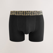 Load image into Gallery viewer, Black Mixed Metallic Pattern Waistband Trunk Boxers 5 Pack
