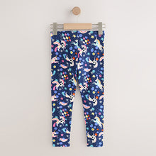 Load image into Gallery viewer, Navy Rainbow Unicorn Leggings (3-12yrs)
