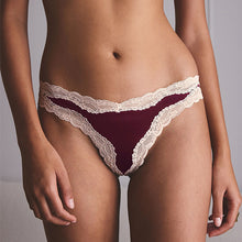 Load image into Gallery viewer, Purple/Green High Shine &amp; Lace Trim Brazilian Knickers 2 Pack
