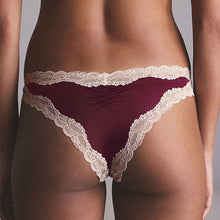 Load image into Gallery viewer, Purple/Green High Shine &amp; Lace Trim Brazilian Knickers 2 Pack
